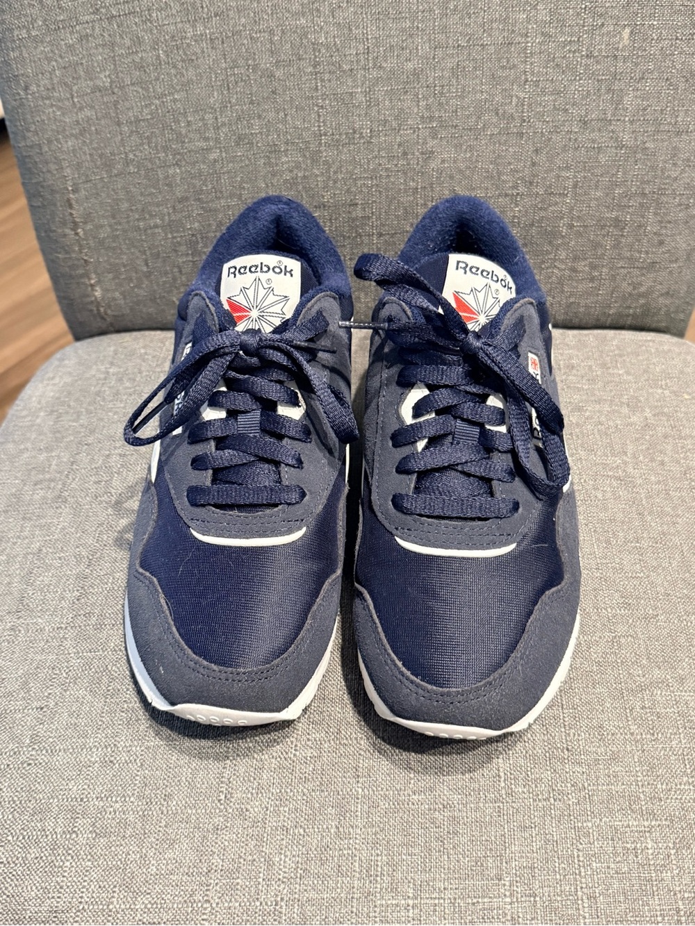 Reebok Navy and White Low-Top Sneakers